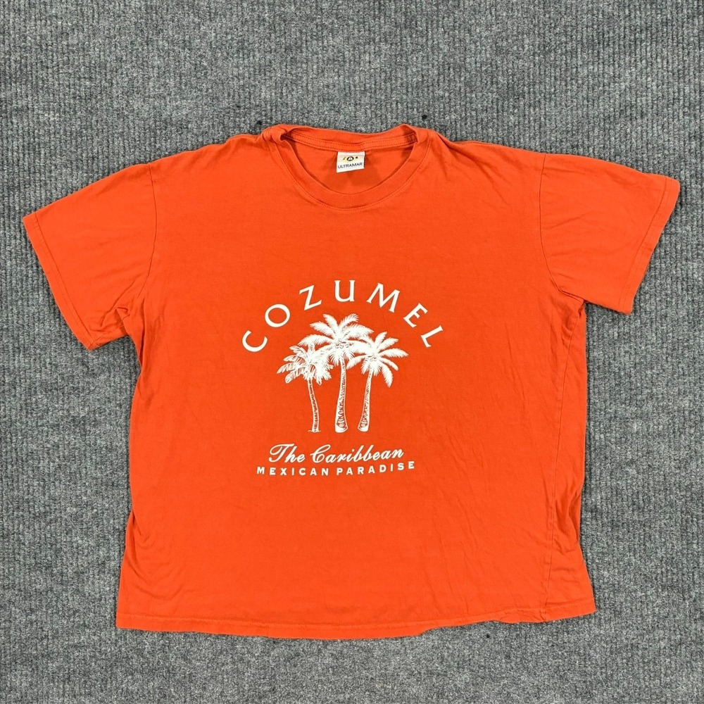 Cozumel Mexico Caribbean Paradise Tourist T Shirt Mens XL Orange Travel Souvenir